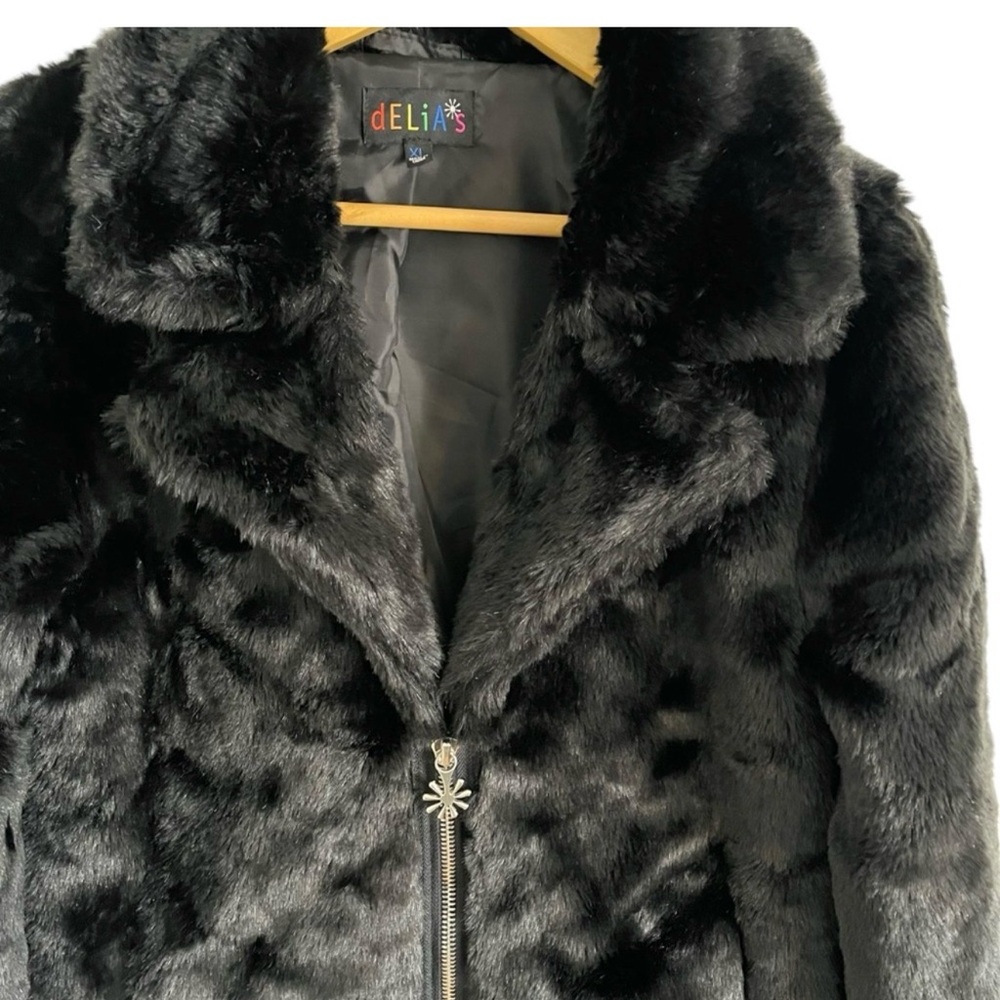 DELIA*S x DOLLS KILL Faux Fur Smiley Face Coat - Picture 6 of 10